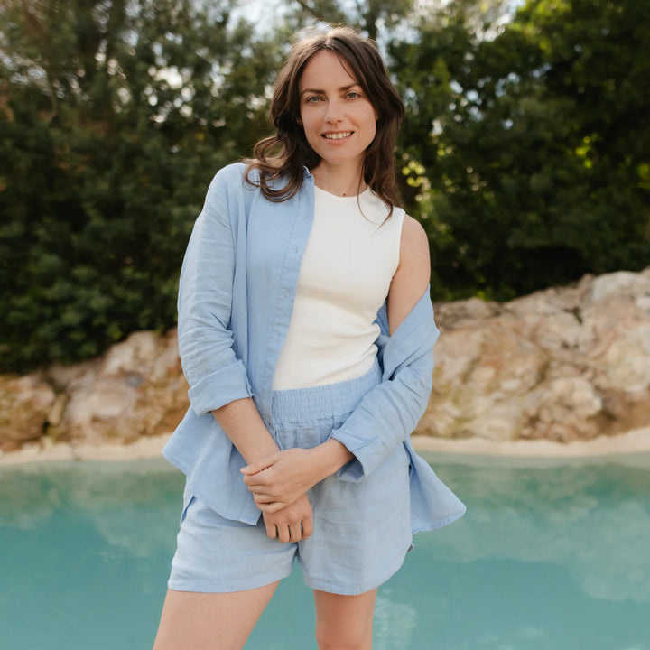 Bluse Cilia Leinen Pastellblau von Nordlicht 3