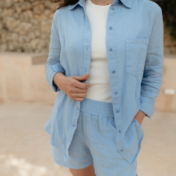 Bluse Cilia Leinen Pastellblau von Nordlicht 7