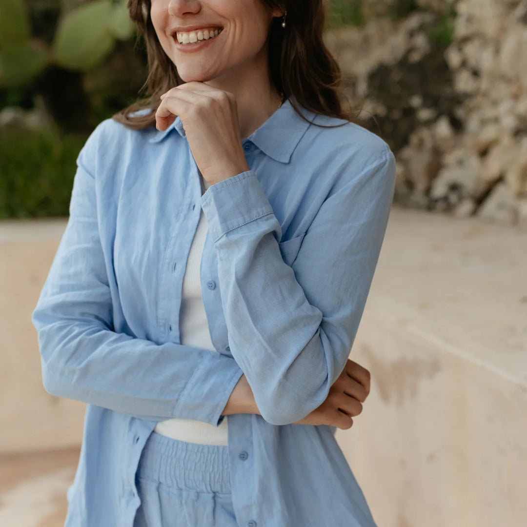 Bluse Cilia Leinen Pastellblau von Nordlicht 