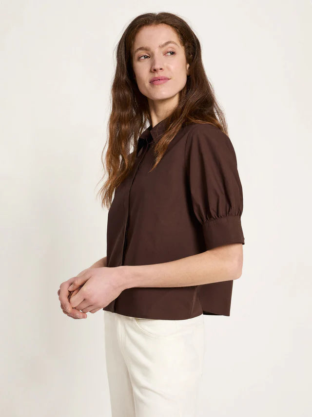 Bluse mit Puffärmeln GOTS Chocolate von Lanius 2