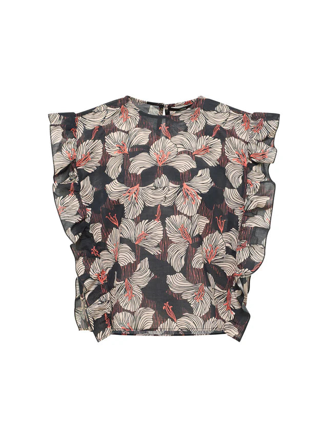 Blusenshirt mit Volant GOTS Print Bloom Onyx von Lanius 4