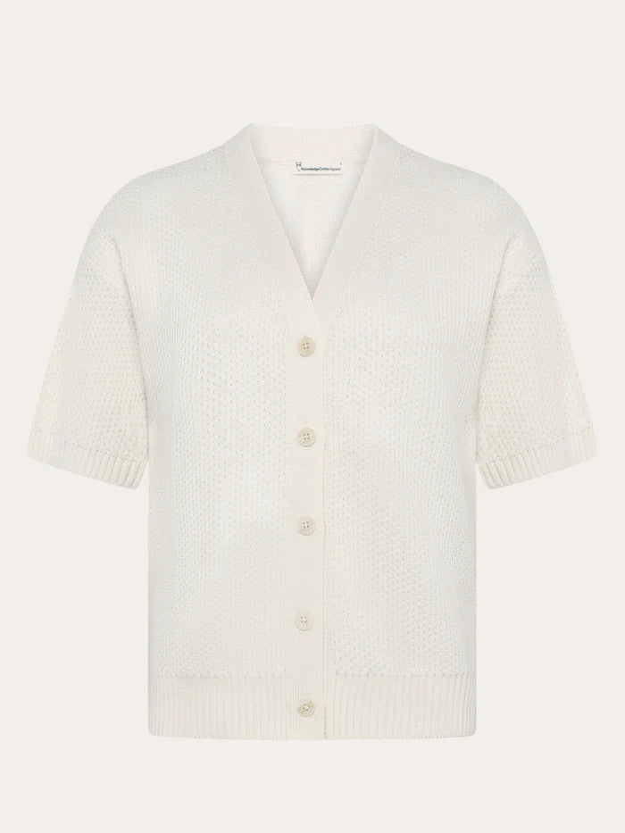 Cardigan Knit Kurzarm Egret von Knowledge Cotton Apparel