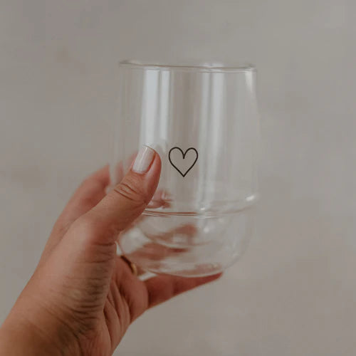 Doppelwandiges Latte Macchiato Glas Herz von Eulenschnitt
