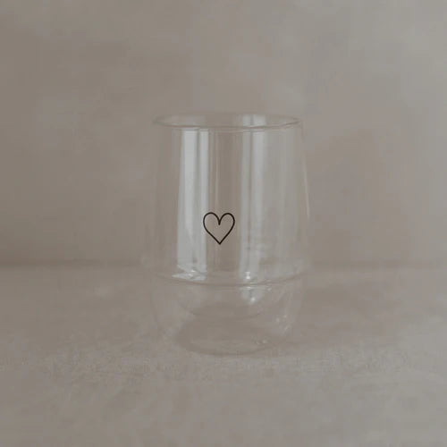 Doppelwandiges Latte Macchiato Glas Herz von Eulenschnitt