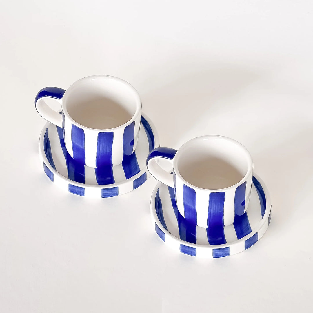 Espresso Set Stripes Mare Blue 2-Teilig von Magazin minori