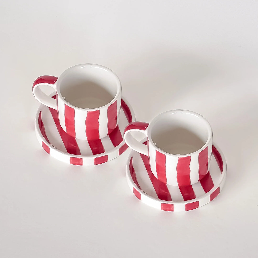 Espresso Set Stripes Tramonto Red 2-Teilig von Magazin minori