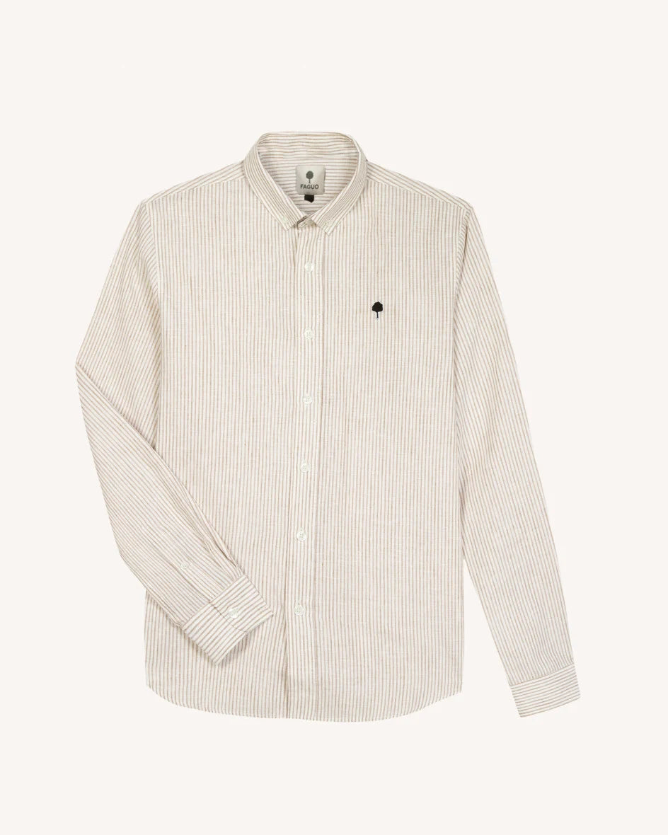 Hemd Ivoy Langarm Gestreift Ecru Beige – Faguo – Zweiblatt 2