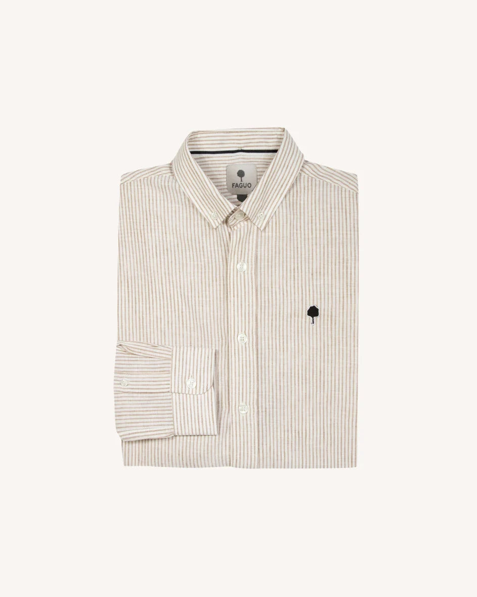 Hemd Ivoy Langarm Gestreift Ecru Beige – Faguo – Zweiblatt 6