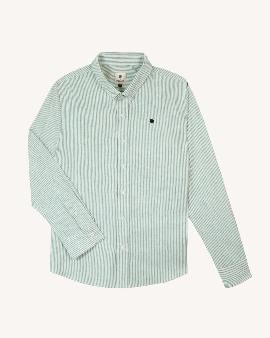 Hemd Ivoy Langarm Gestreift Ecru Green – Faguo – Zweiblatt 2