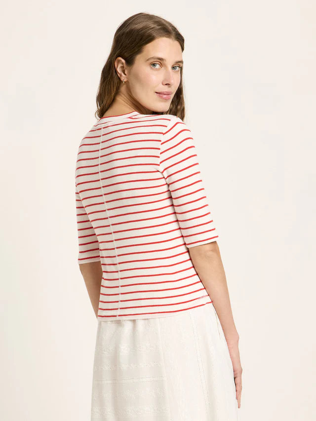 Halbarmshirt GOTS Creme/Lava Red von Lanius 3
