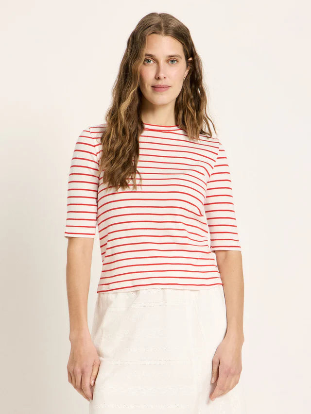 Halbarmshirt GOTS Creme/Lava Red von Lanius