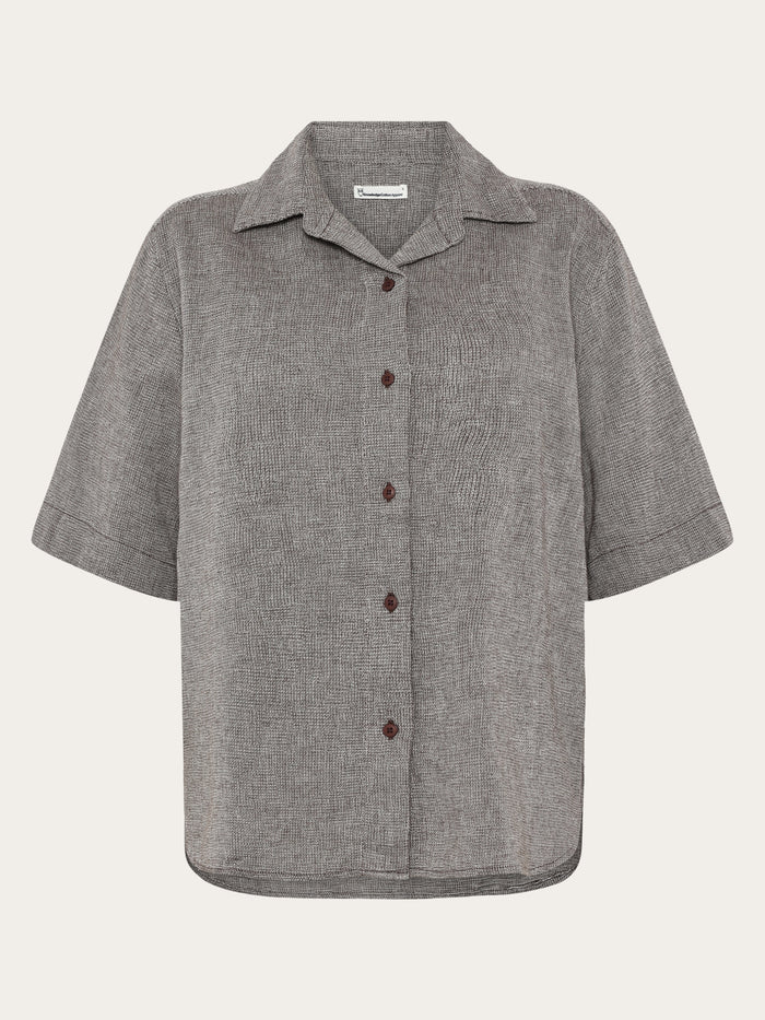 Hemd Structure Short Sleeve Shirt Shaved Chocolate von Knowledge Cotton Apparel