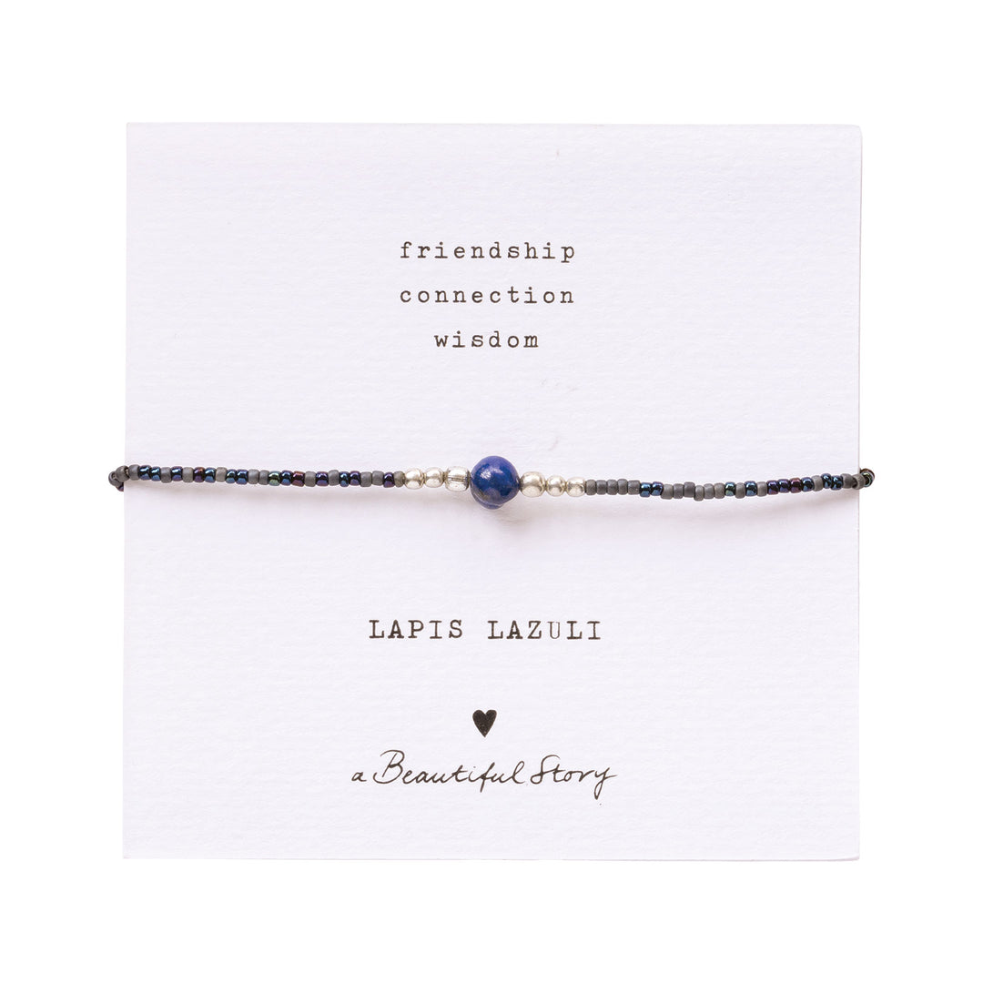 Armband Iris Card Lapis Lazuli Silberfarbig von A Beautiful Story