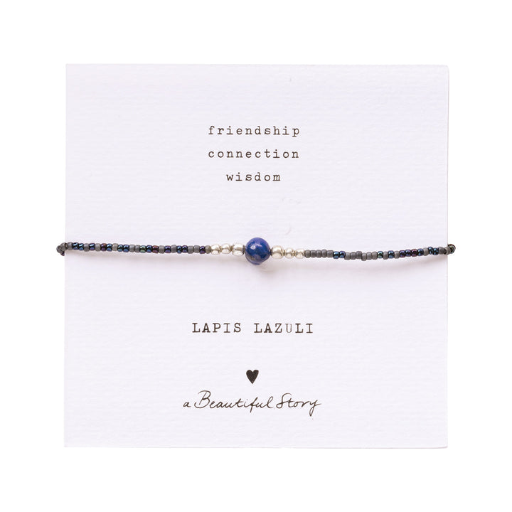 Armband Iris Card Lapis Lazuli Silberfarbig von A Beautiful Story