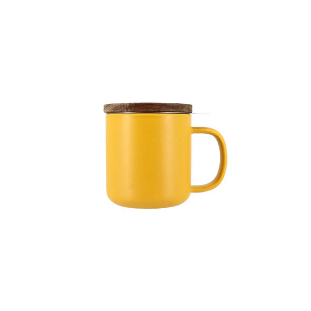 Taza De Té De Gres Juliet - 300 Ml Con Tapa De Madera OGO Living