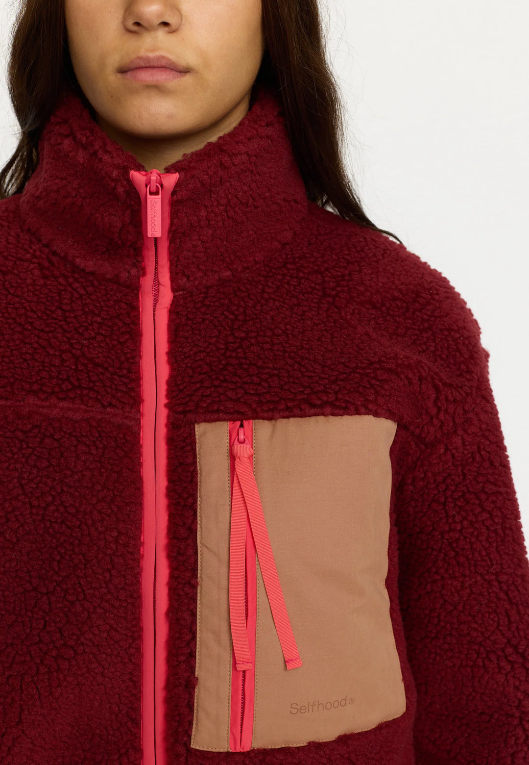 Jacke Pocket Teddy Burgundy von Selfhood 3