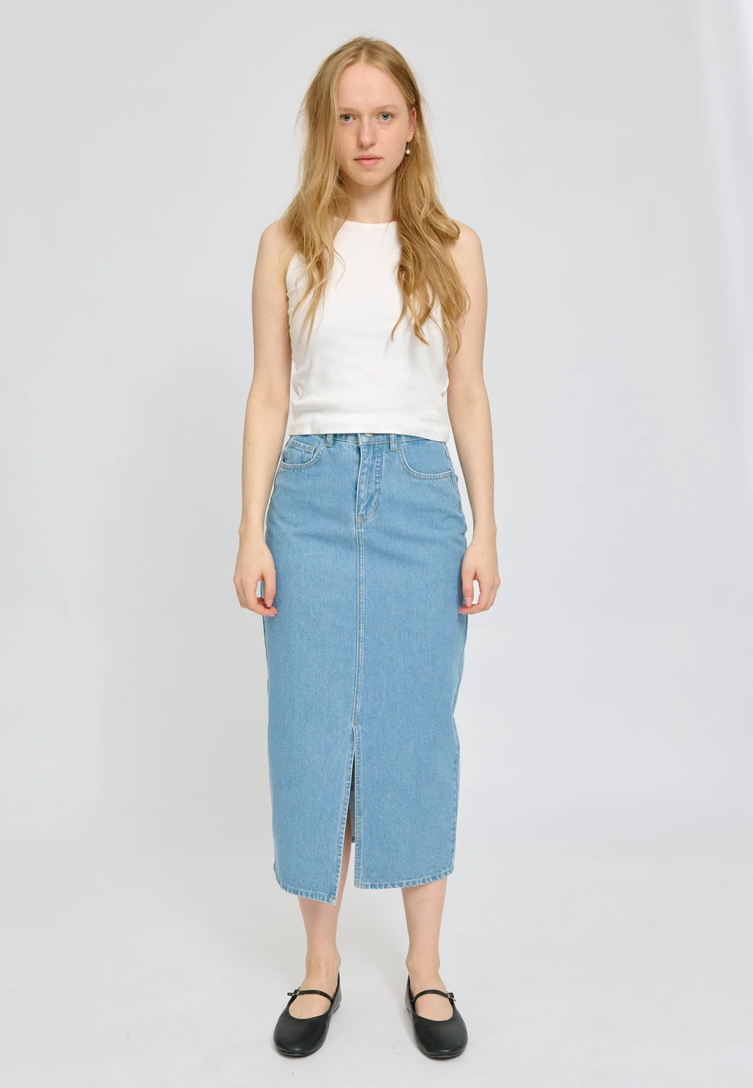 Jeansrock Denim Maxi Skirt Light Blue Wash von Mazine - Zweiblatt 4