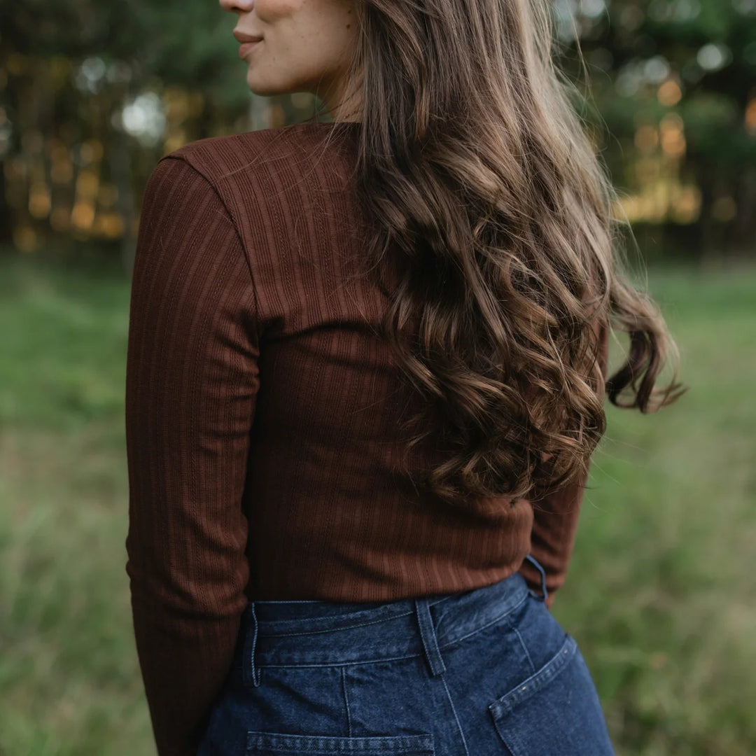 Jersey Cardigan Vida Braun von Nordlicht 5