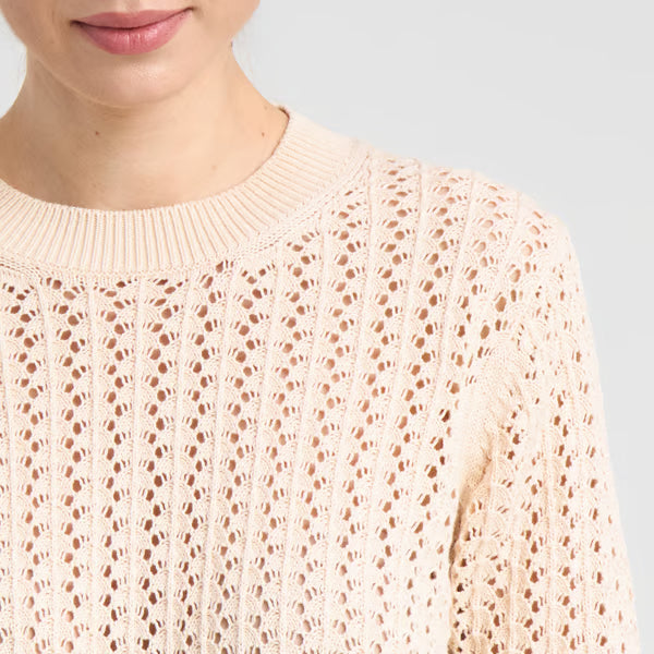 Knitted T-shirt Flen Crochet Vanilla White von Dedicated 1