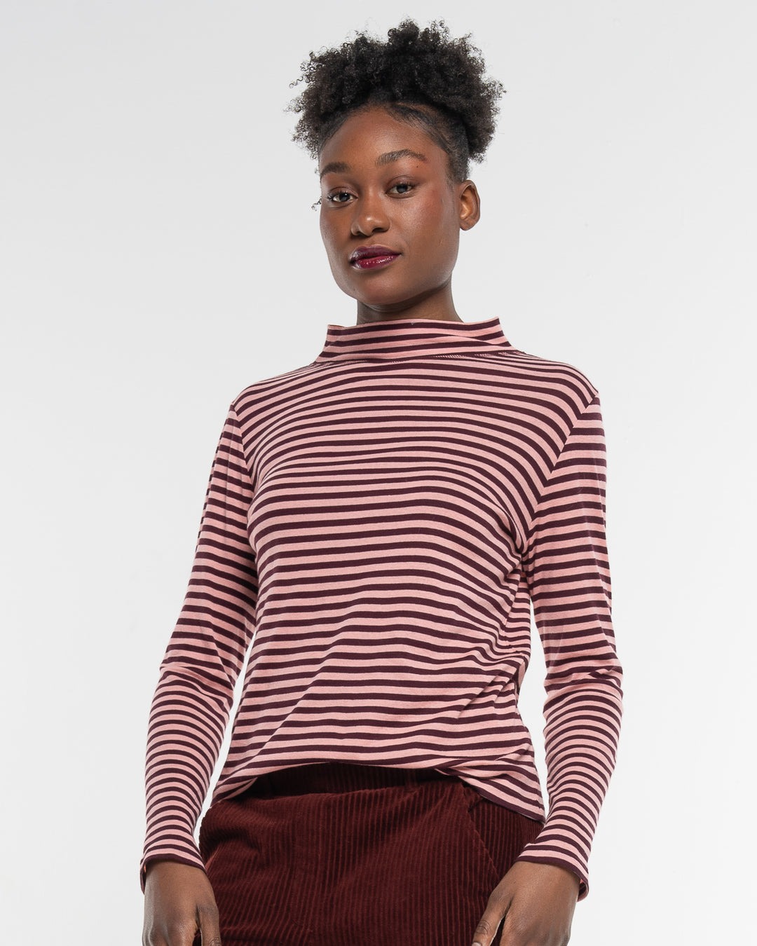 Langarmshirt Ringel Turtleneck Woodrose von Alma & Lovis   