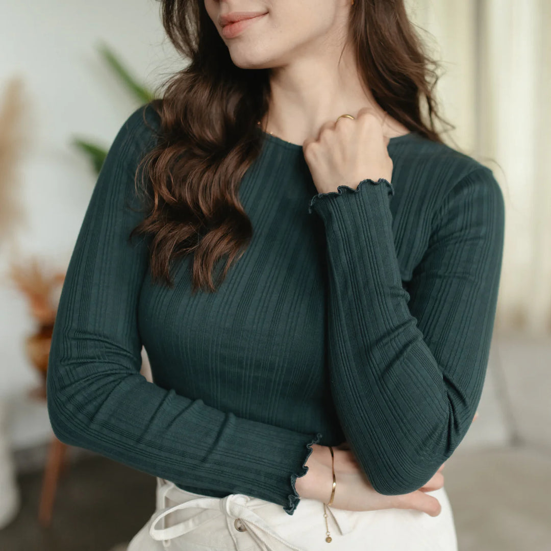Langarmshirt Maja Dunkelgrün von Nordlicht 