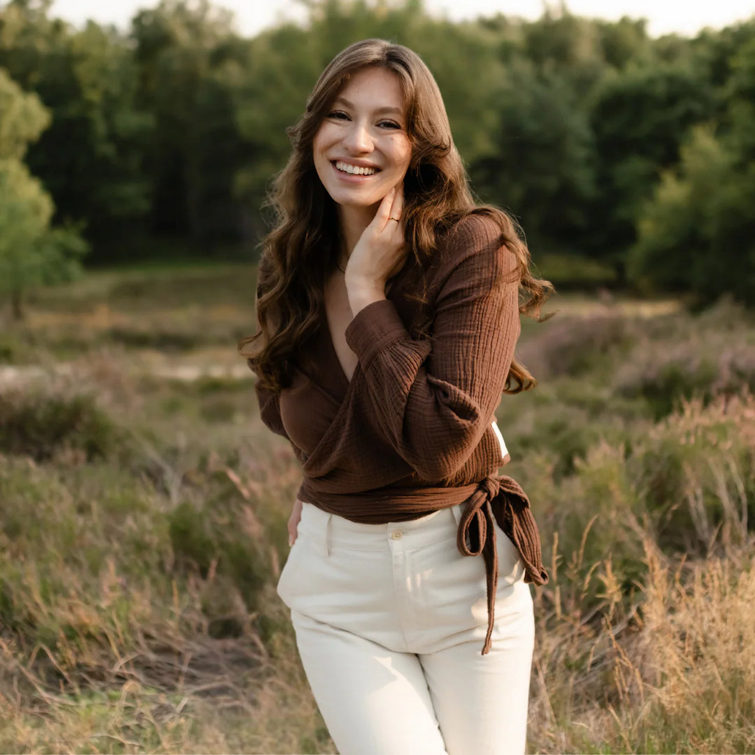 Musselin Wickelbluse Freda Braun von Nordlicht 