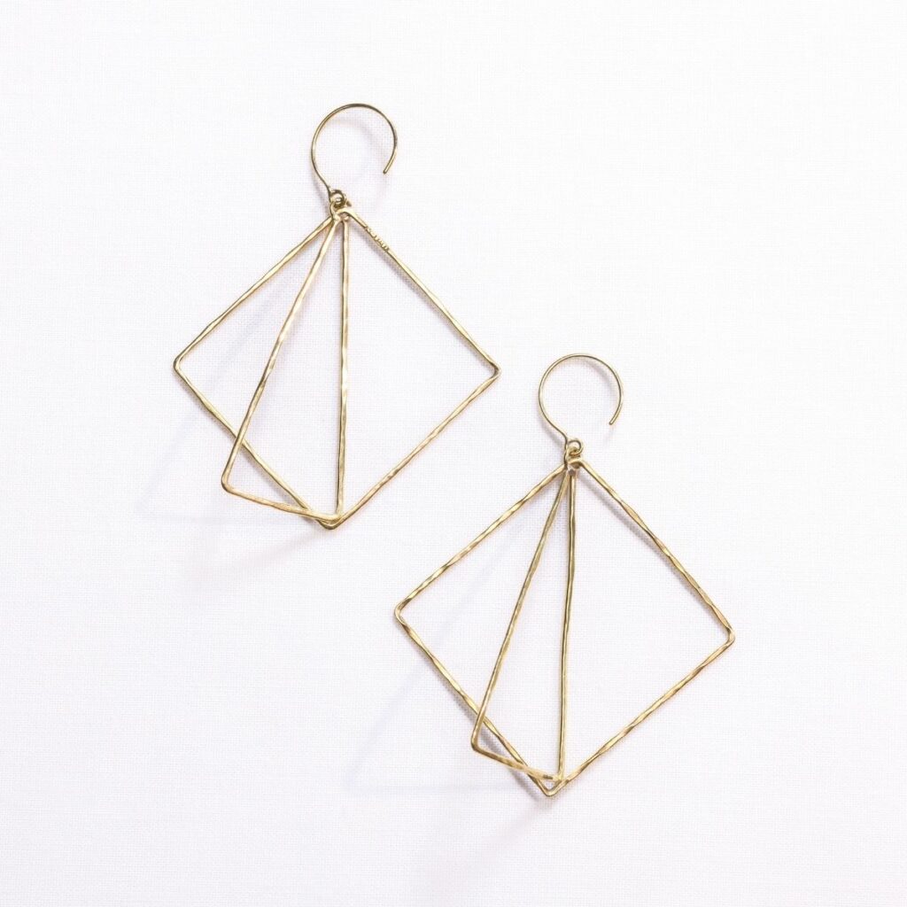 Ohrringe Los Elementos Messing eckig-zweifach von UMIWI