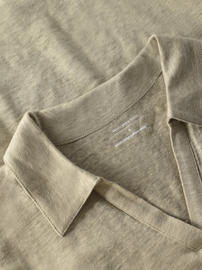 Poloshirt Linen Split Neck Twill von Knowledge Cotton Apparel 2