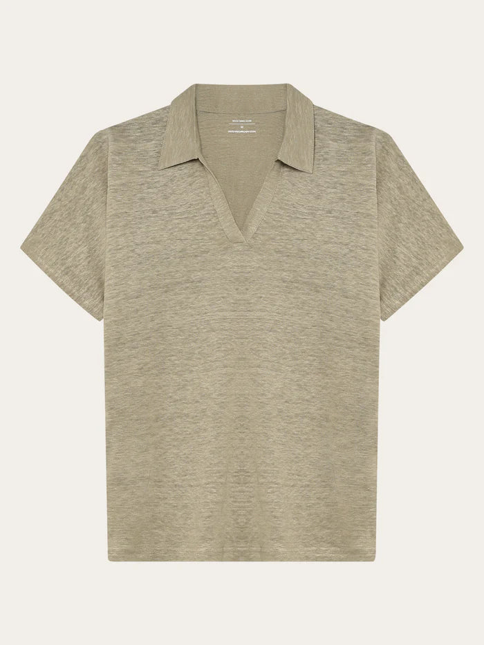 Poloshirt Linen Split Neck Twill von Knowledge Cotton Apparel