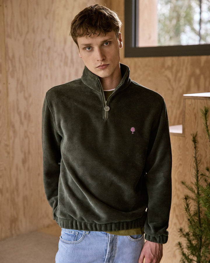 Pullover Amboise mit Reissverschluss Dunkelgrün von Faguo