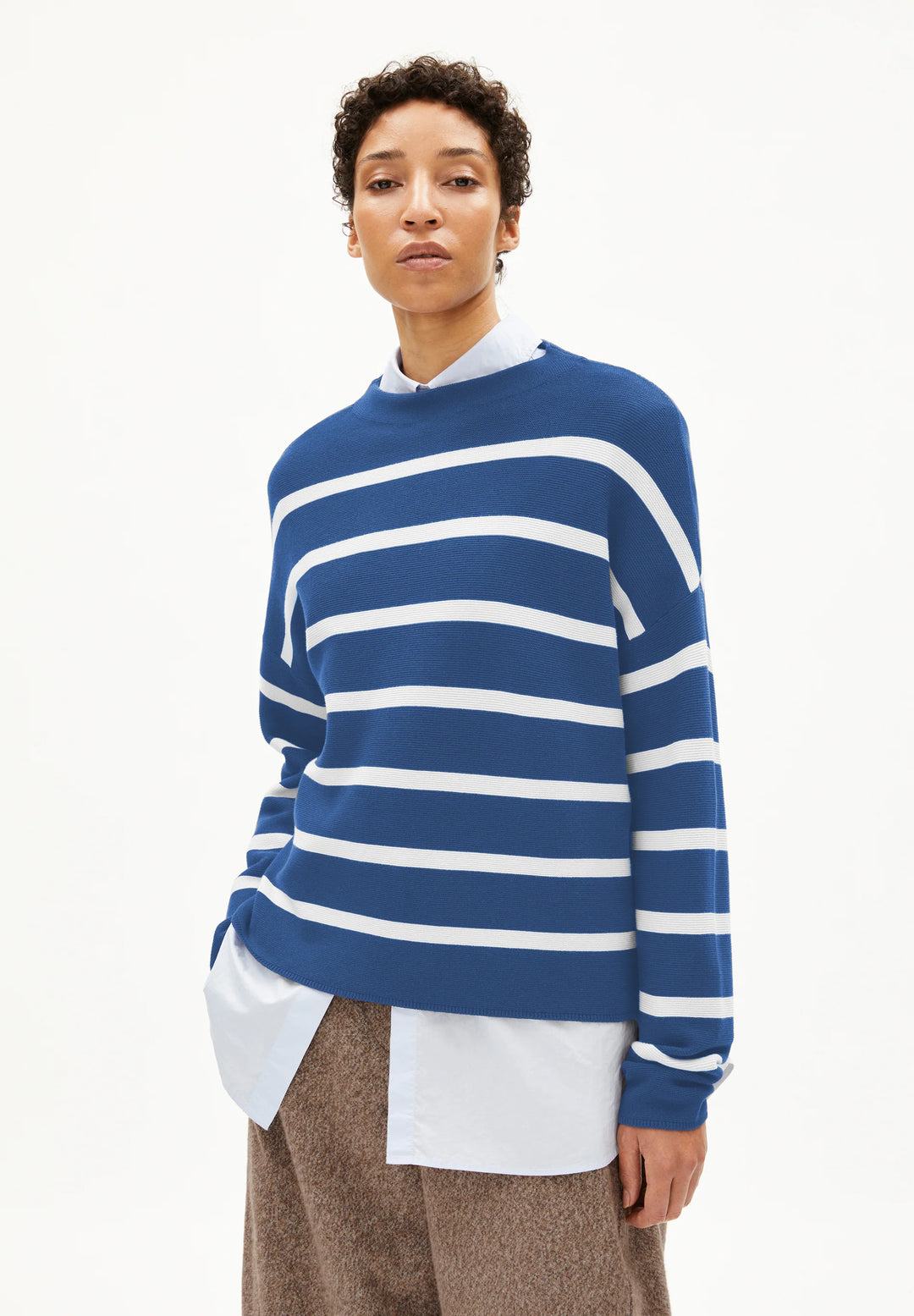 Pullover MERINAA STRIPES Dark Morning-Oatmilk von Armedangels 