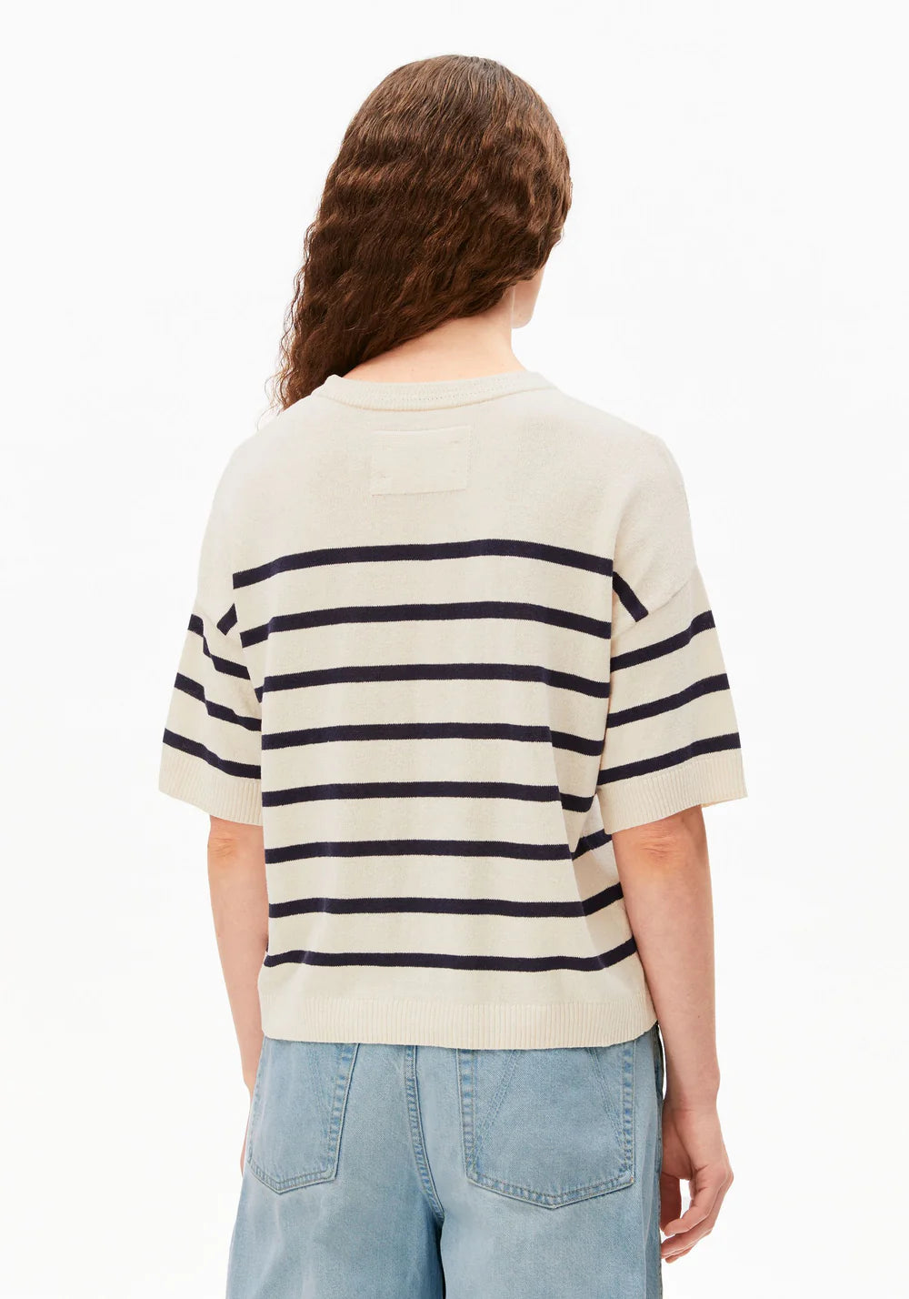 Pullover STRIPE LINEN BLEND SWEATER Undyed-Tinted Navy von Armedangels 1