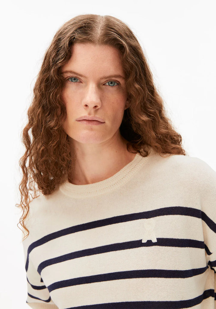 Pullover STRIPE LINEN BLEND SWEATER Undyed-Tinted Navy von Armedangels 2
