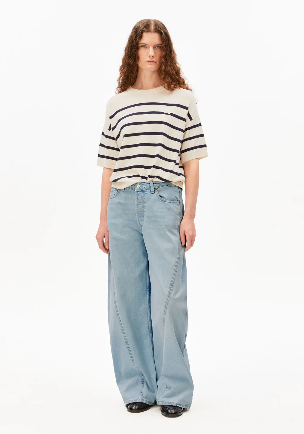 Pullover STRIPE LINEN BLEND SWEATER Undyed-Tinted Navy von Armedangels 3