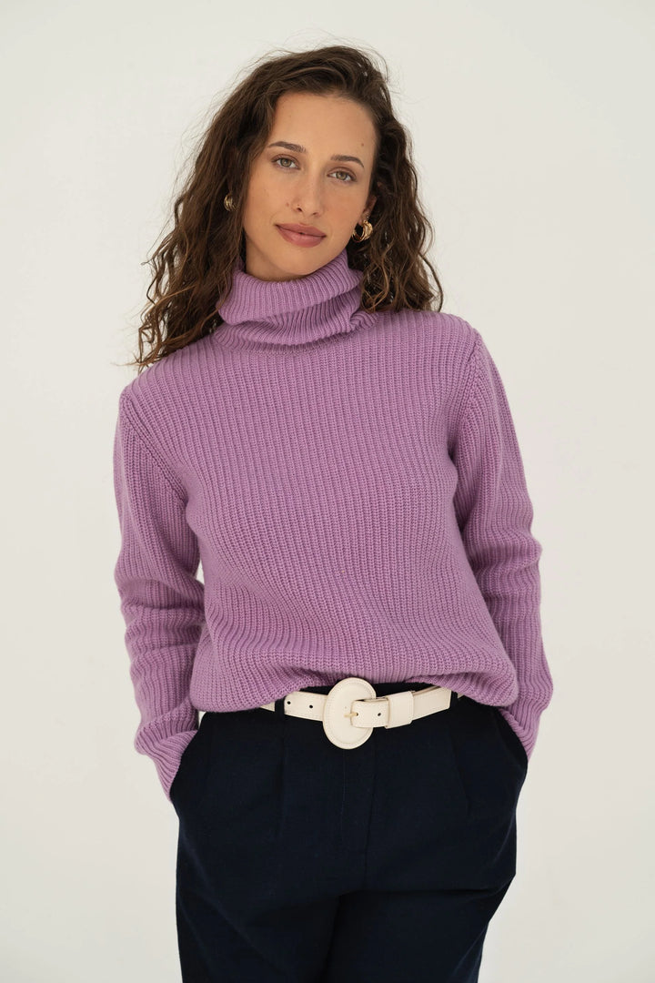 Rollkragenpullover Edith Lilac von näz