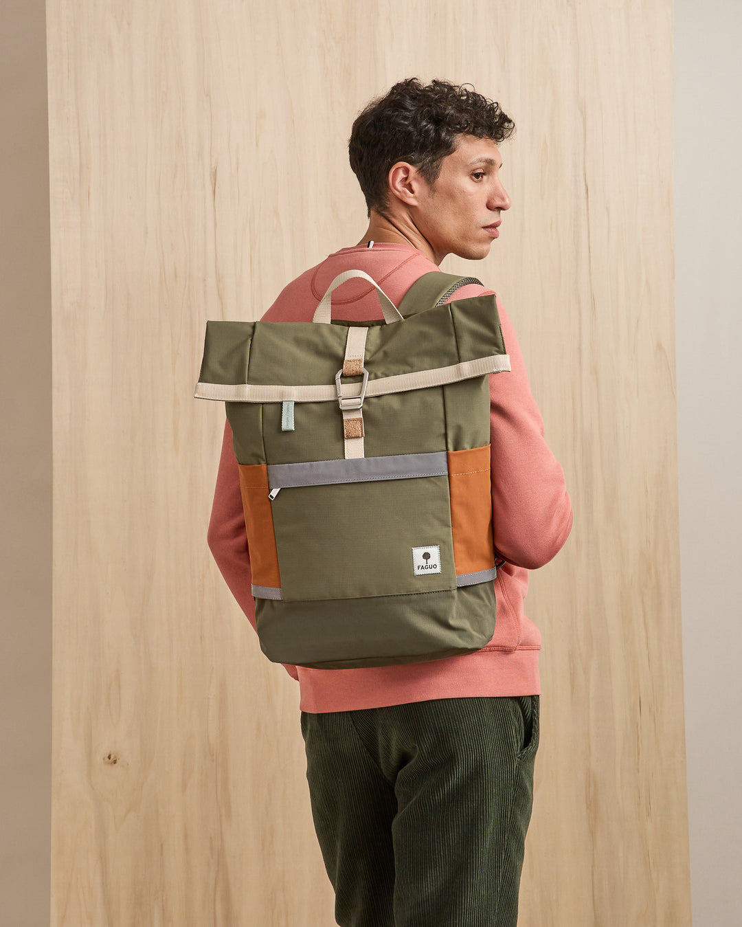 Rucksack Cycling Medium Woven Kaki von Faguo 2