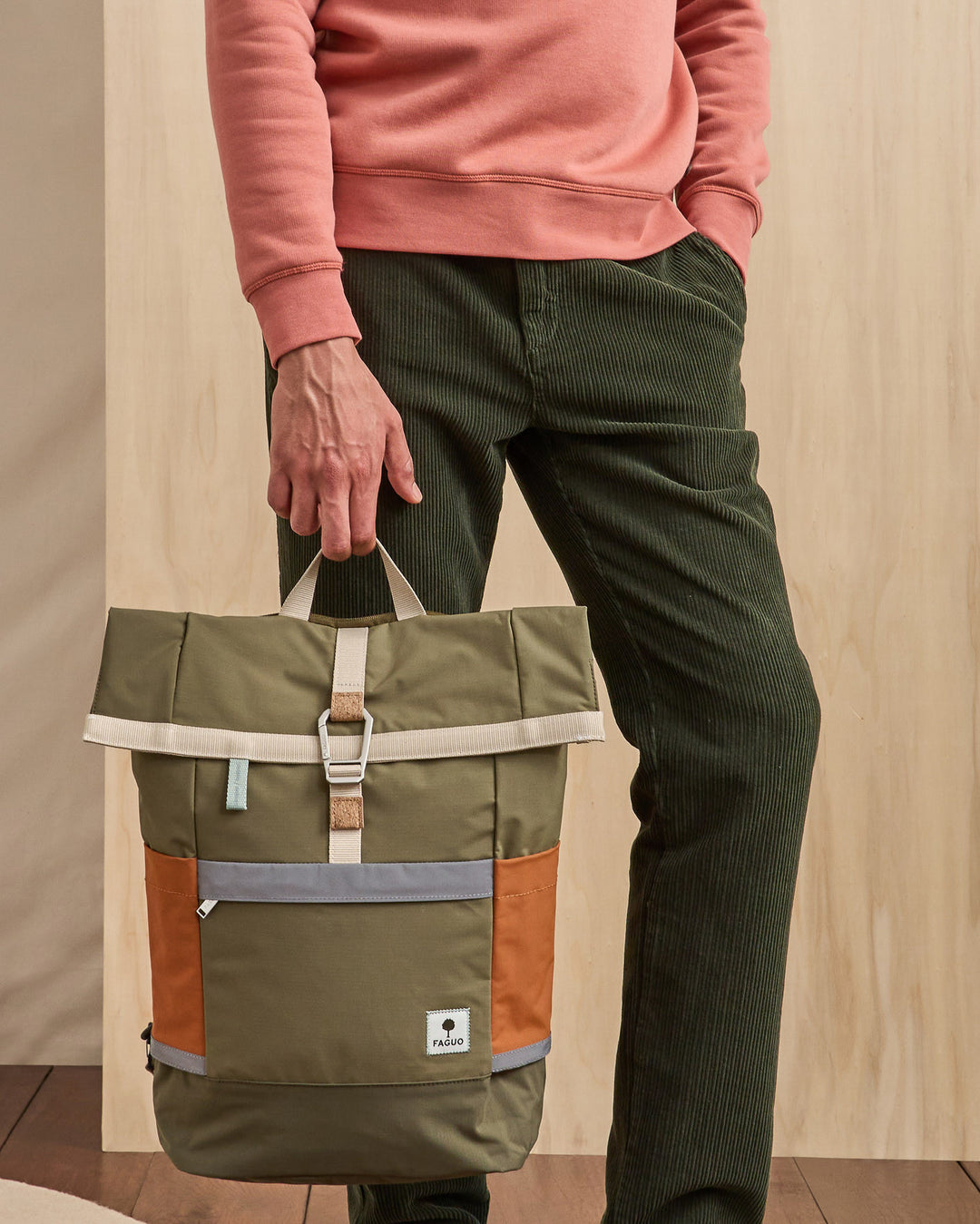 Rucksack Cycling Medium Woven Kaki von Faguo