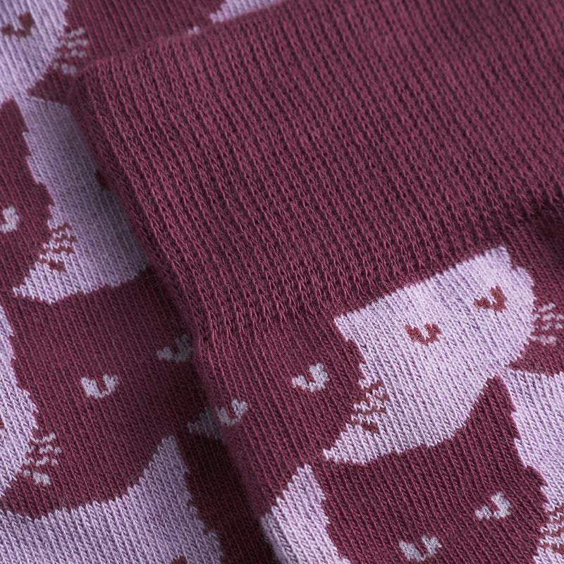 Socken Sigtuna Pepita Cats Burgundy von Dedicated 2
