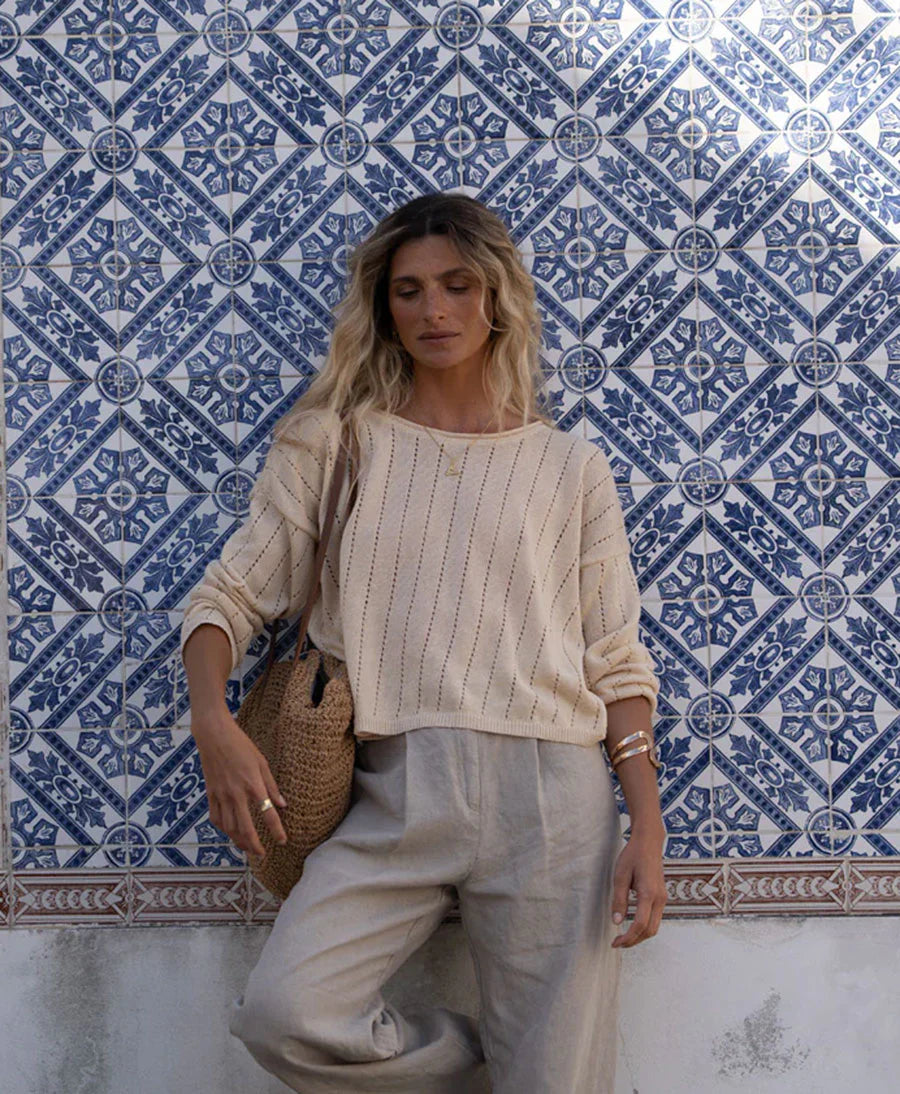 Sofie Linen Sweater Beige von Näz - Zweiblatt 2