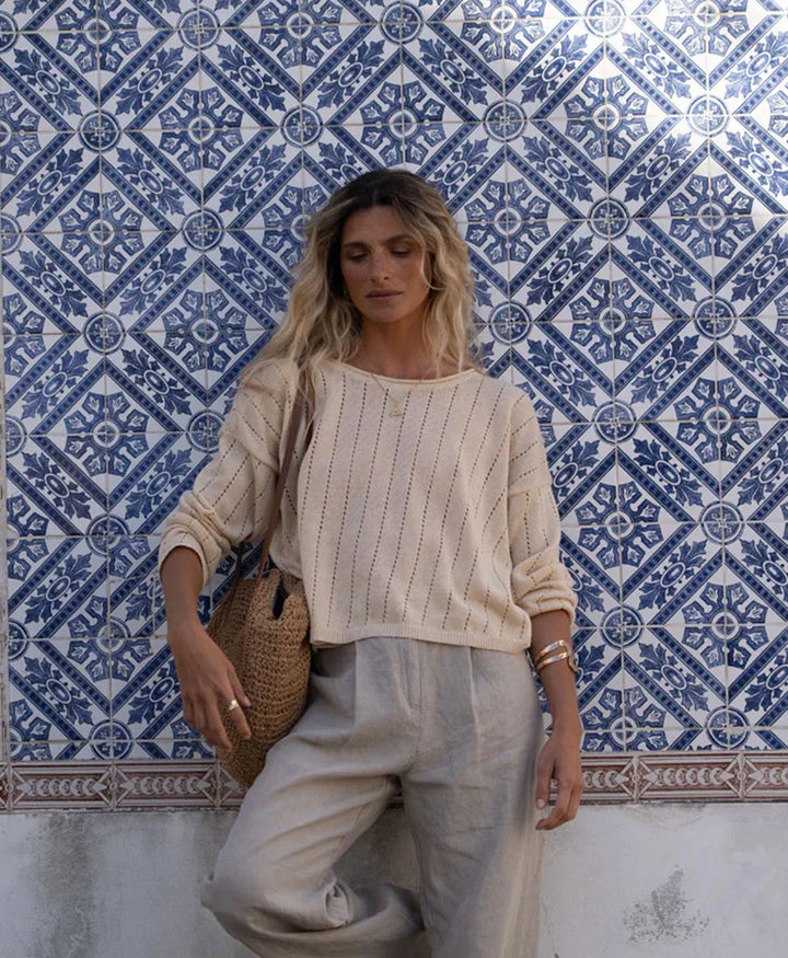 Sofie Linen Sweater Beige von Näz - Zweiblatt 2