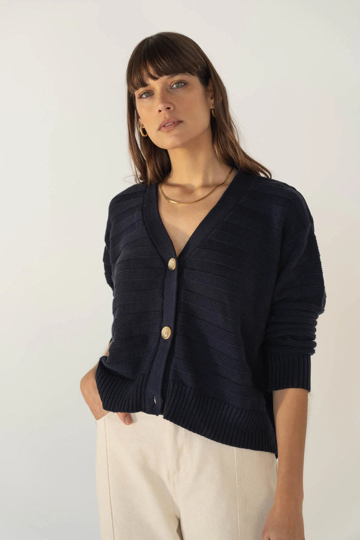 Sophia Cotton Cardigan Navy von Näz 2 