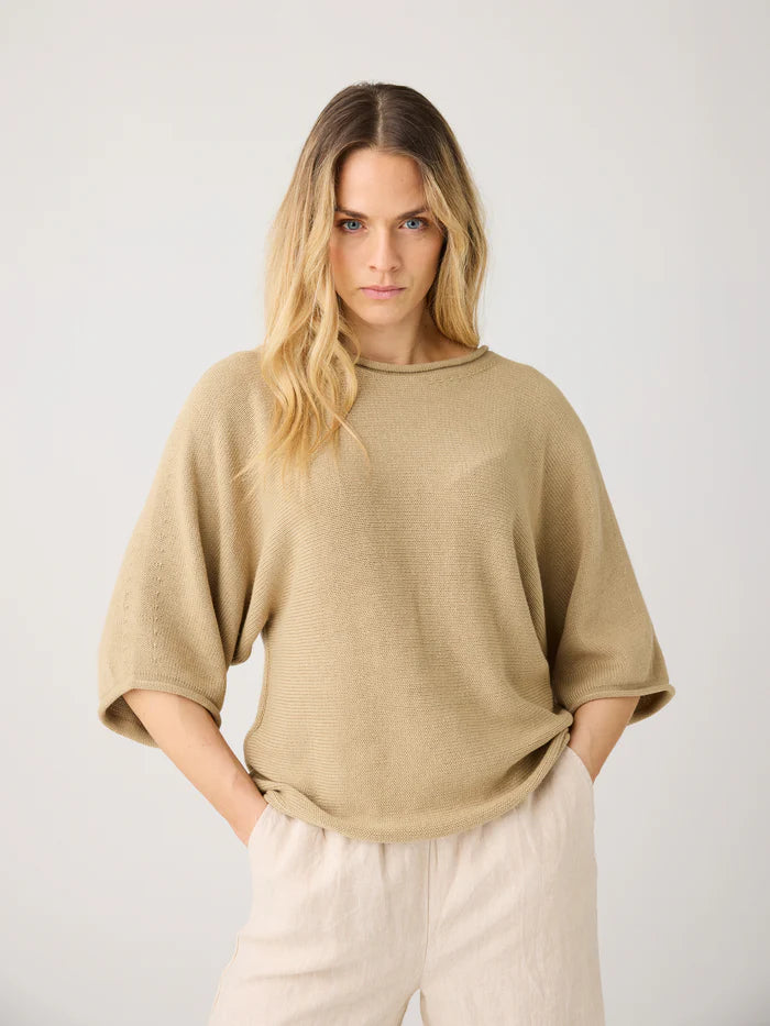 Strick T-Shirt Bat Sleeve Knit Twill von Knowledge Cotton Apparel 1