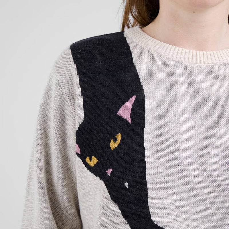 Sweater Arendal Long Cat Vanilla White von Dedicated 2