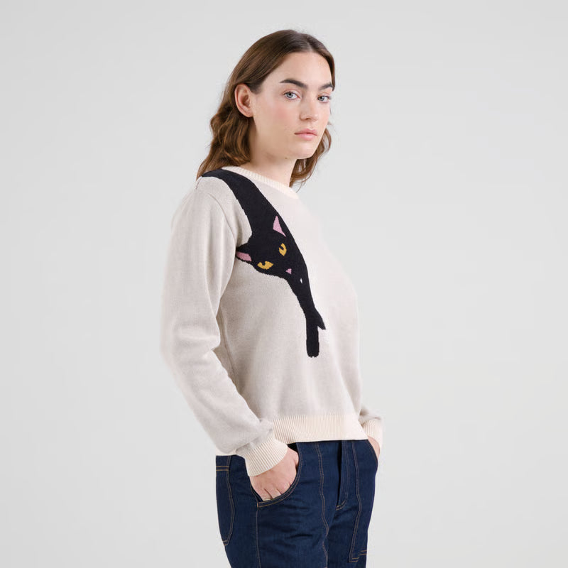 Sweater Arendal Long Cat Vanilla White von Dedicated 3