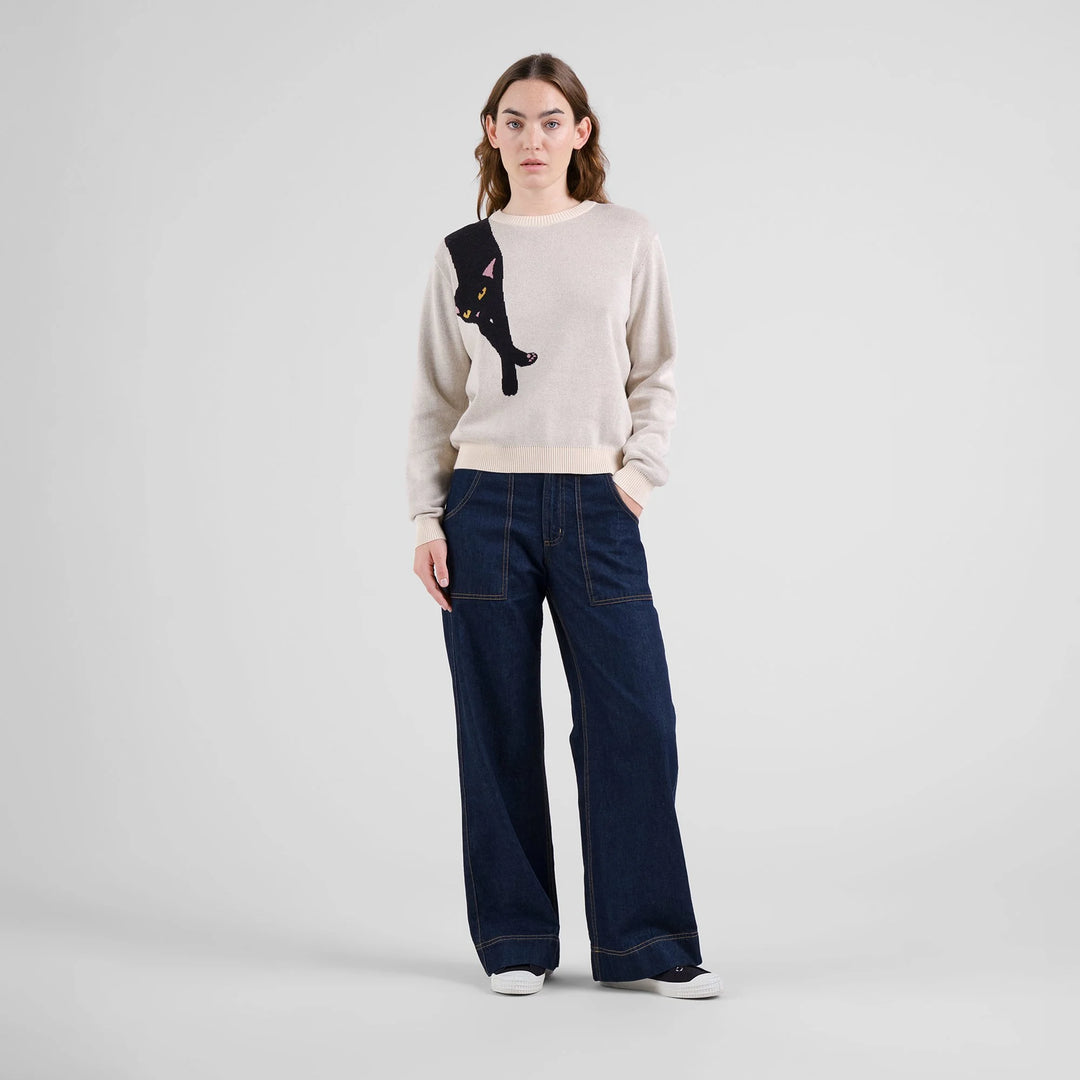 Sweater Arendal Long Cat Vanilla White von Dedicated 5