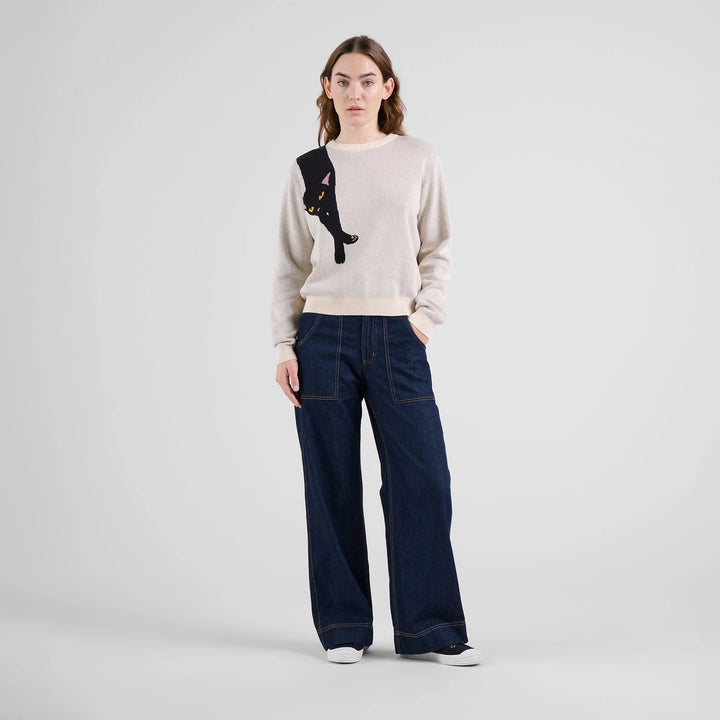 Sweater Arendal Long Cat Vanilla White von Dedicated 5