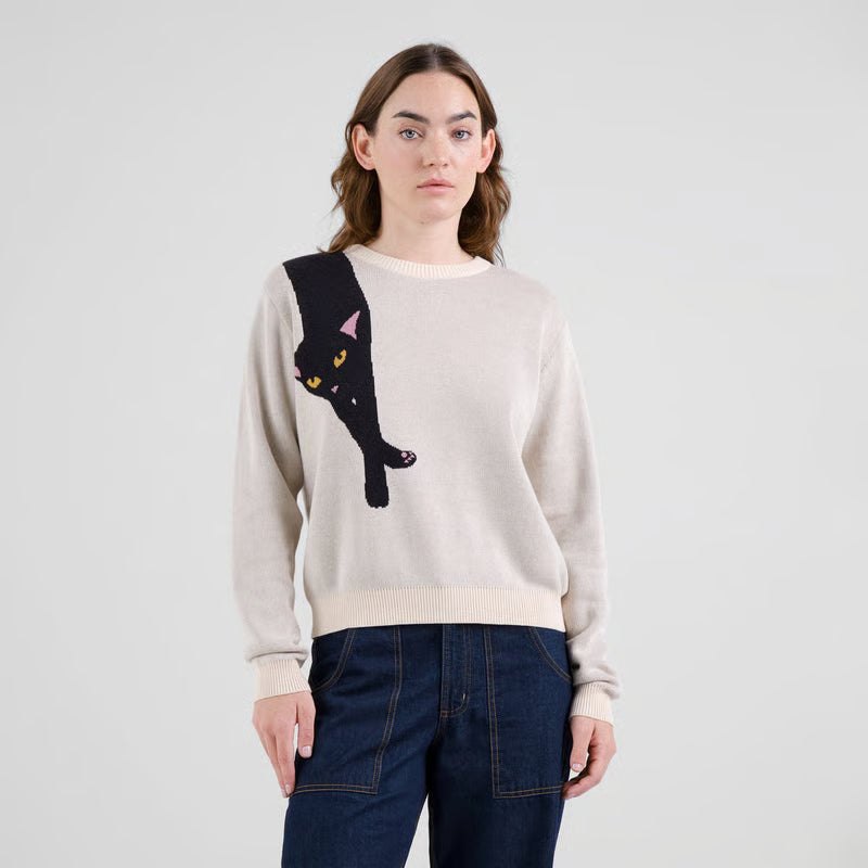 Sweater Arendal Long Cat Vanilla White von Dedicated 