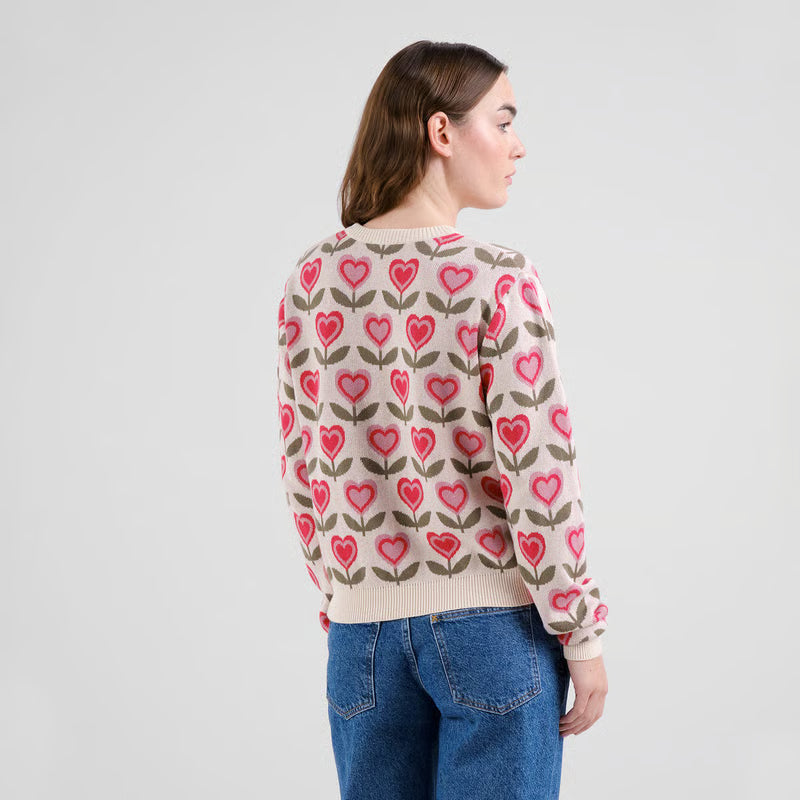 Sweater Arendal Love Flowers Vanilla White von Dedicated 4