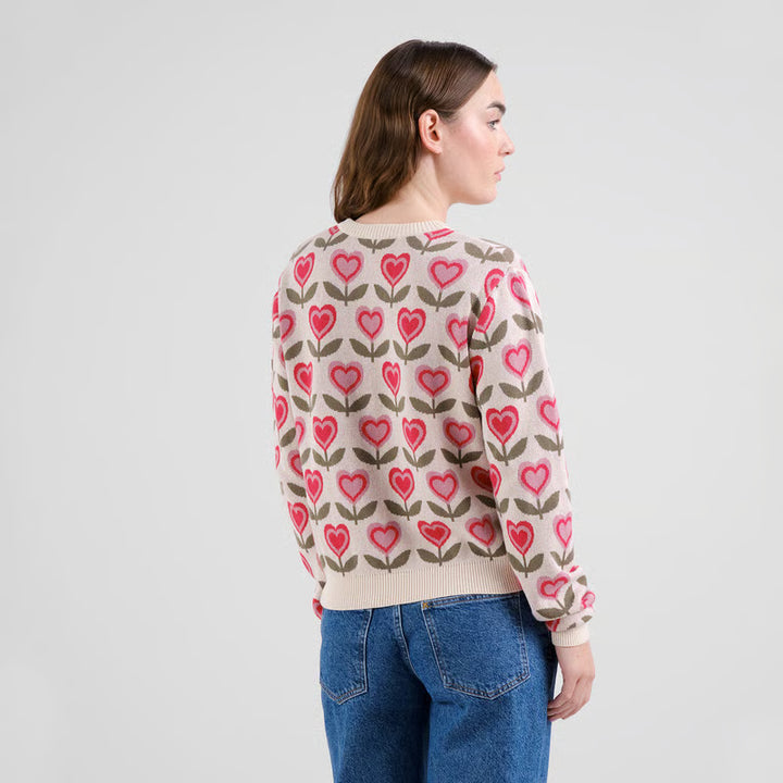 Sweater Arendal Love Flowers Vanilla White von Dedicated 4