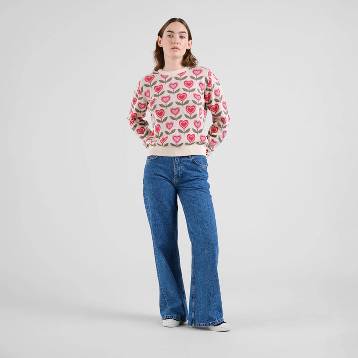 Sweater Arendal Love Flowers Vanilla White von Dedicated 5
